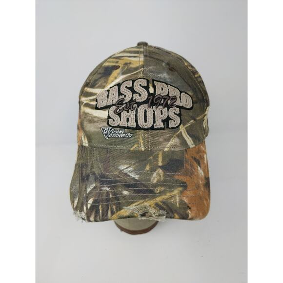 Bass Pro Shops Camo Strapback Hat OSFM Advantage Max 4 HD Camouflage Green Brown - Picture 3 of 11